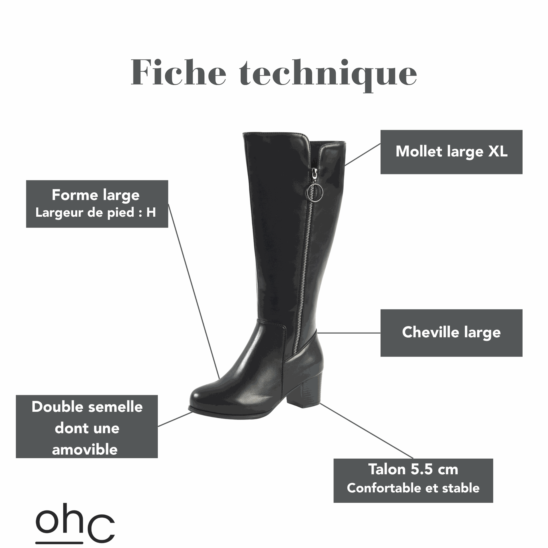 Gabylou - Wholesale Boots - Women's - XL boots for wide calves - Pomelo model2