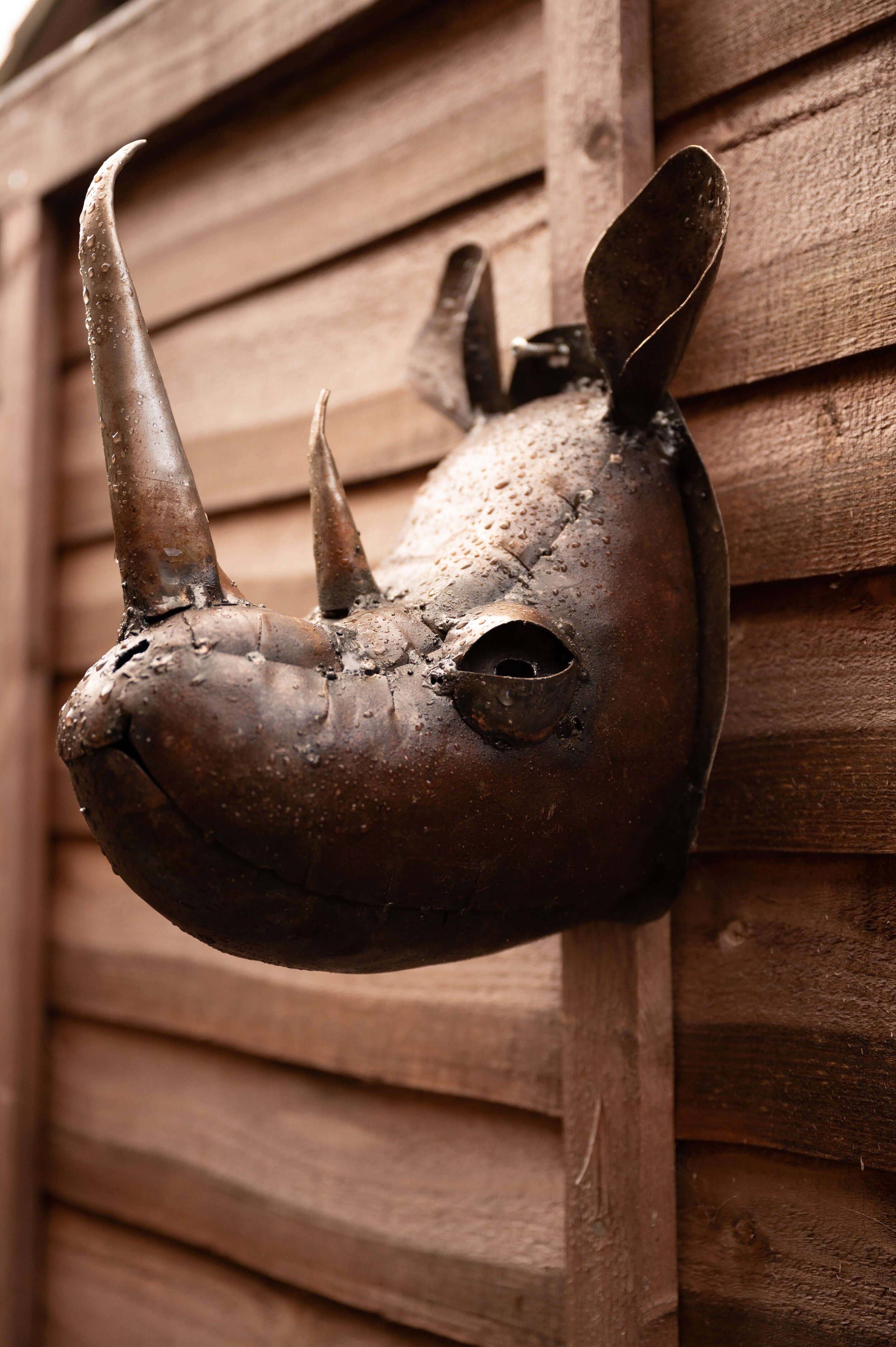 chi-africa – Engroshandel Udendørs pynt/dekoration – Genbrugt Metal Havekunst - Næsehornshoved0