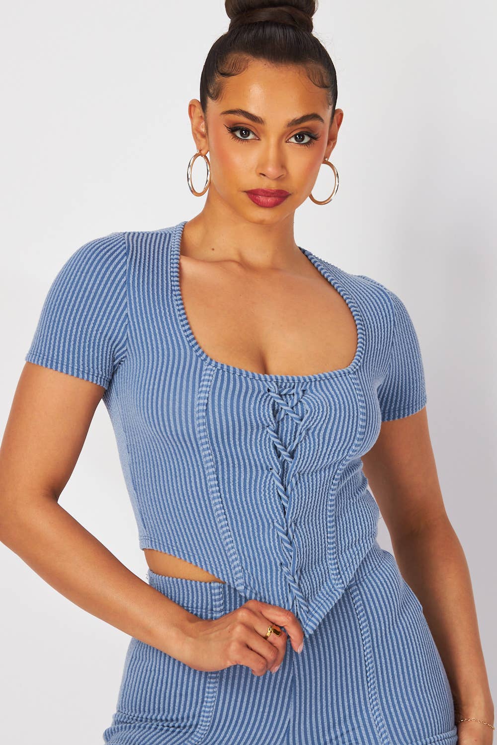 Boswell - Wholesale Top & Pant Set (NOT Loungewear) - Women's - LACE UP DETAIL TOP AND PANTS SET6