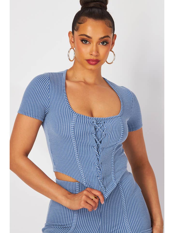 Boswell - Wholesale Top & Pant Set (NOT Loungewear) - Women's - LACE UP DETAIL TOP AND PANTS SET6