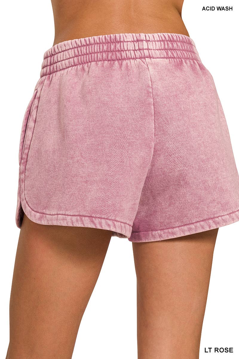 42POPS – Großhandel Shorts – Damen – 42POPS Fleece Shorts mit Acid Wash und einfarbigem Design49