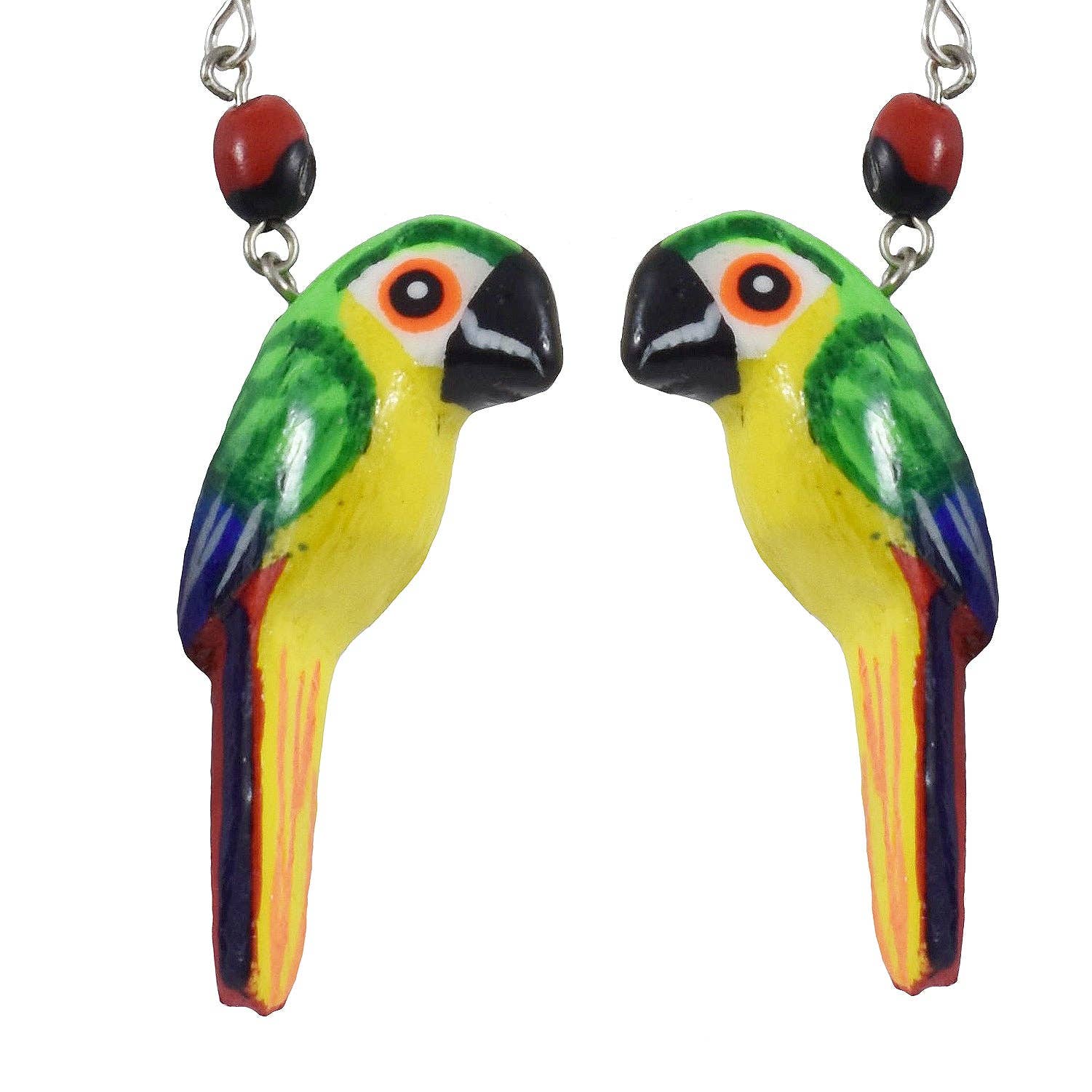 Amazon Ecology - Wholesale Hangende/ronde oorbellen - Macaw oorbellen van balsemhout - gemaakt door ambachtslieden uit het Peruaanse Amazonegebied4