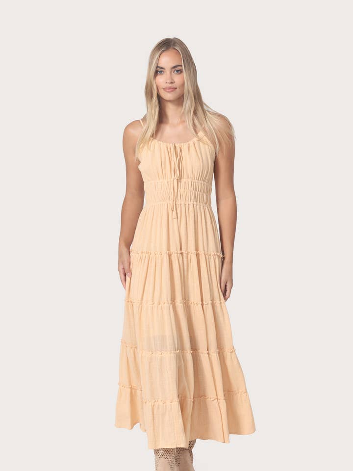 Alexia Dress Camel for wholesale by Lusana