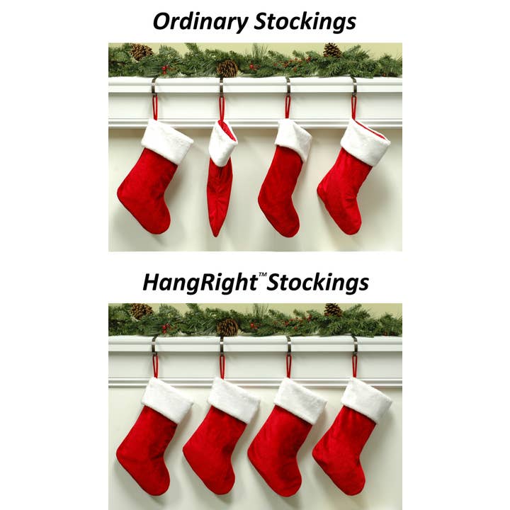 Haute Decor - Wholesale Holiday Stocking - Velveteen Dark Green HangRight® Stocking with White Cuff2