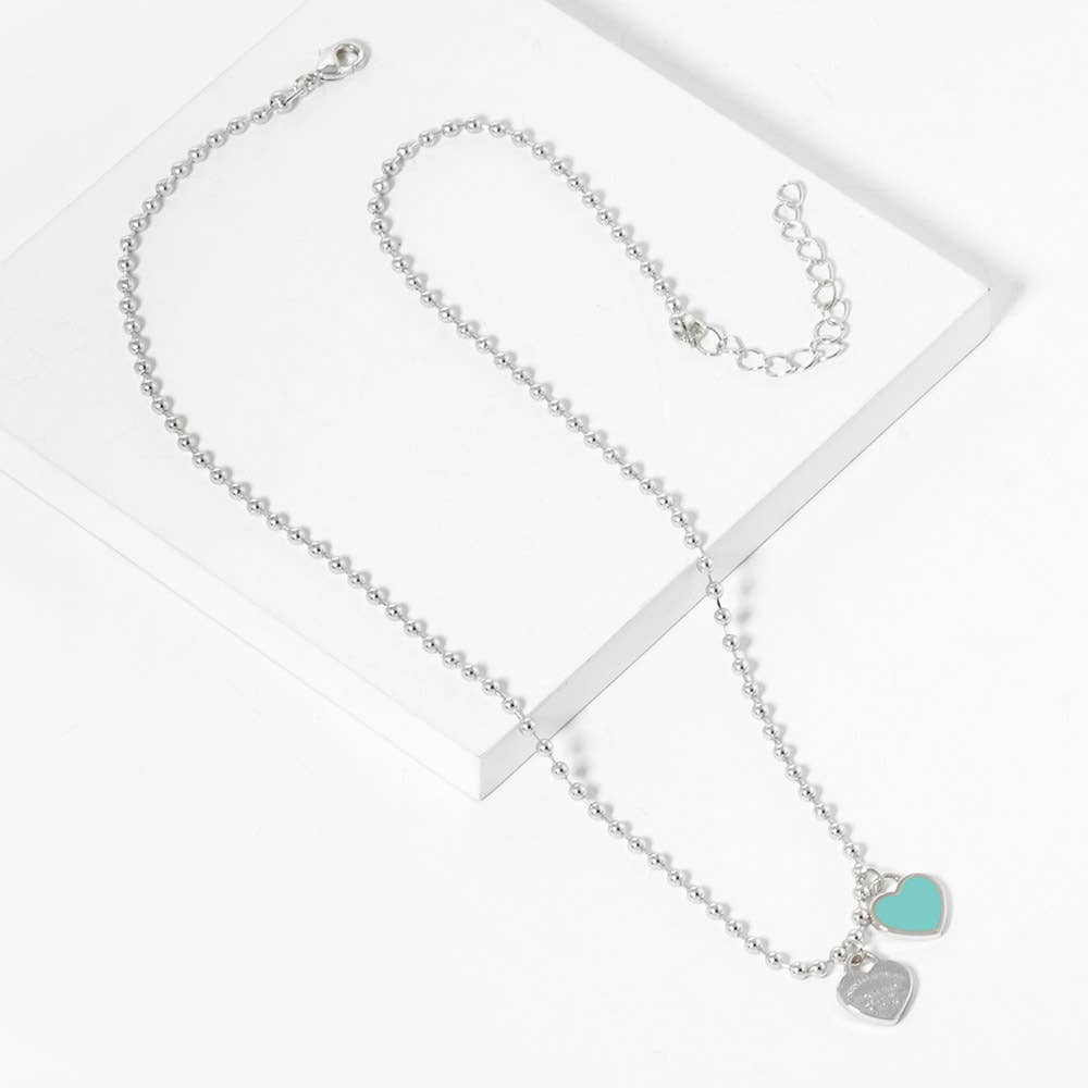 Sensibling Corp. – wholesale Pendant/charm necklace – Gold Dipped Double Heart Pendant Bubble Chain Necklace
22