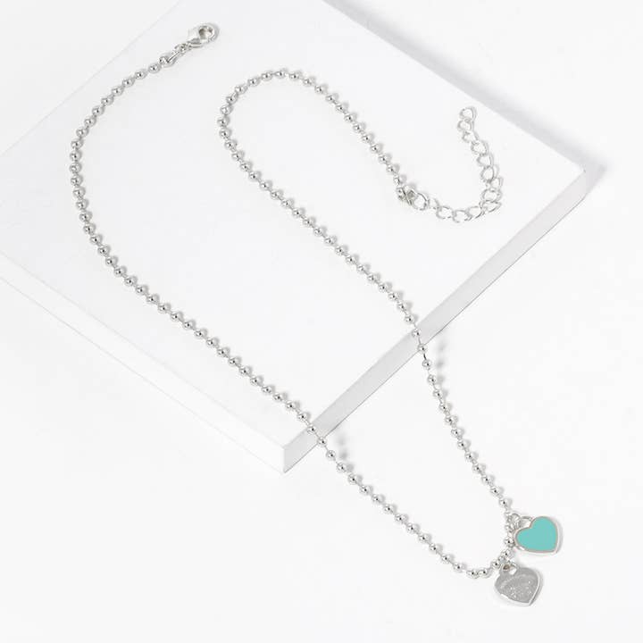 Sensibling Corp. – wholesale Pendant/charm necklace – Gold Dipped Double Heart Pendant Bubble Chain Necklace
22