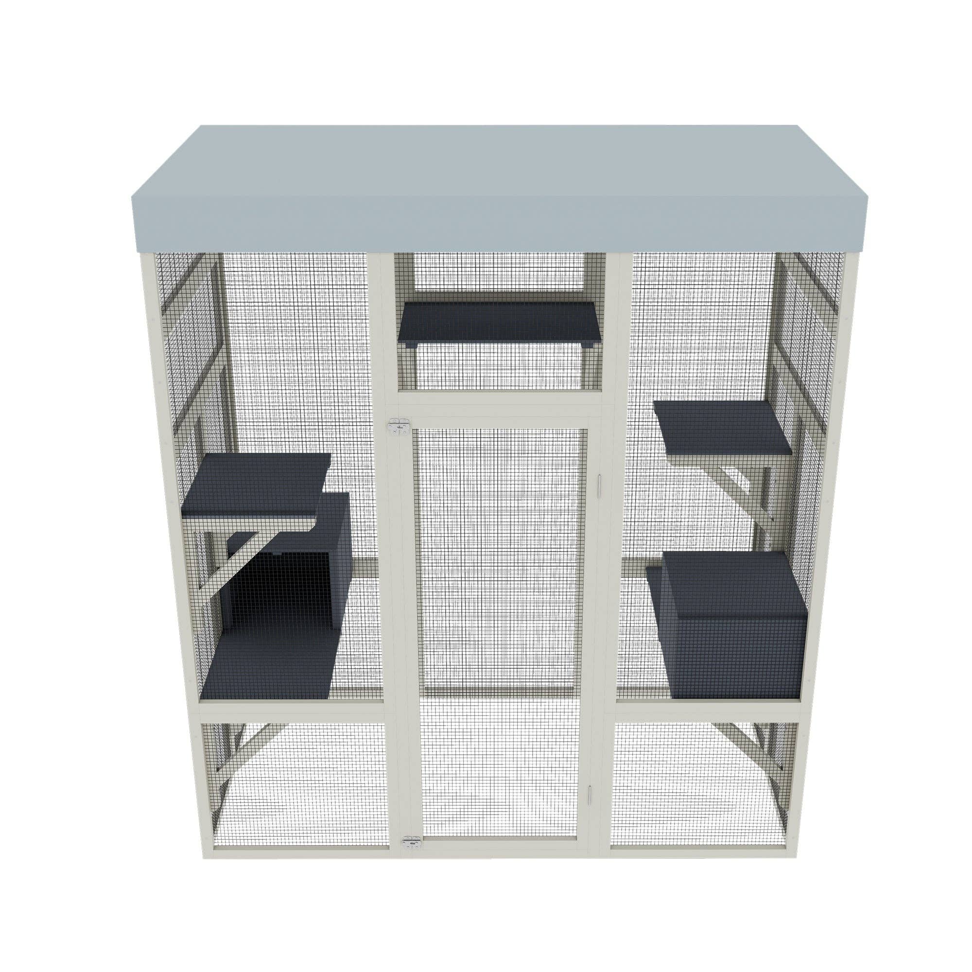 39F Inc. - Vente Caisse de transport – chat et chien - Enclos extérieur pour chat en bois de 62,6" avec toit imperméable6