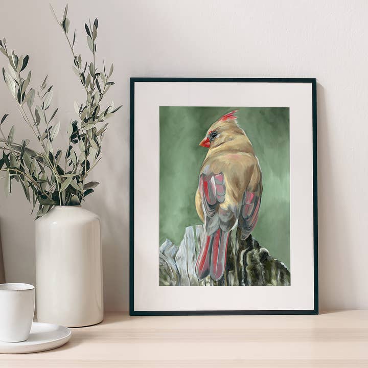 Little Momma Cardinal /Fine Art Print voor wholesale door Kasey Melissa Art