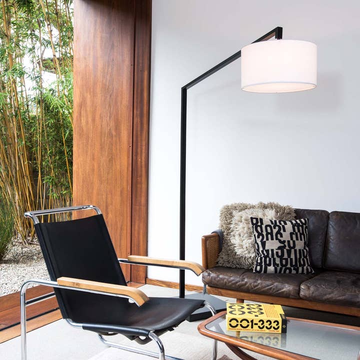 Nova of California - Wholesale Floor Lamp - Stretch Chairside 75" Tall Matte Black Arc Floor Lamp