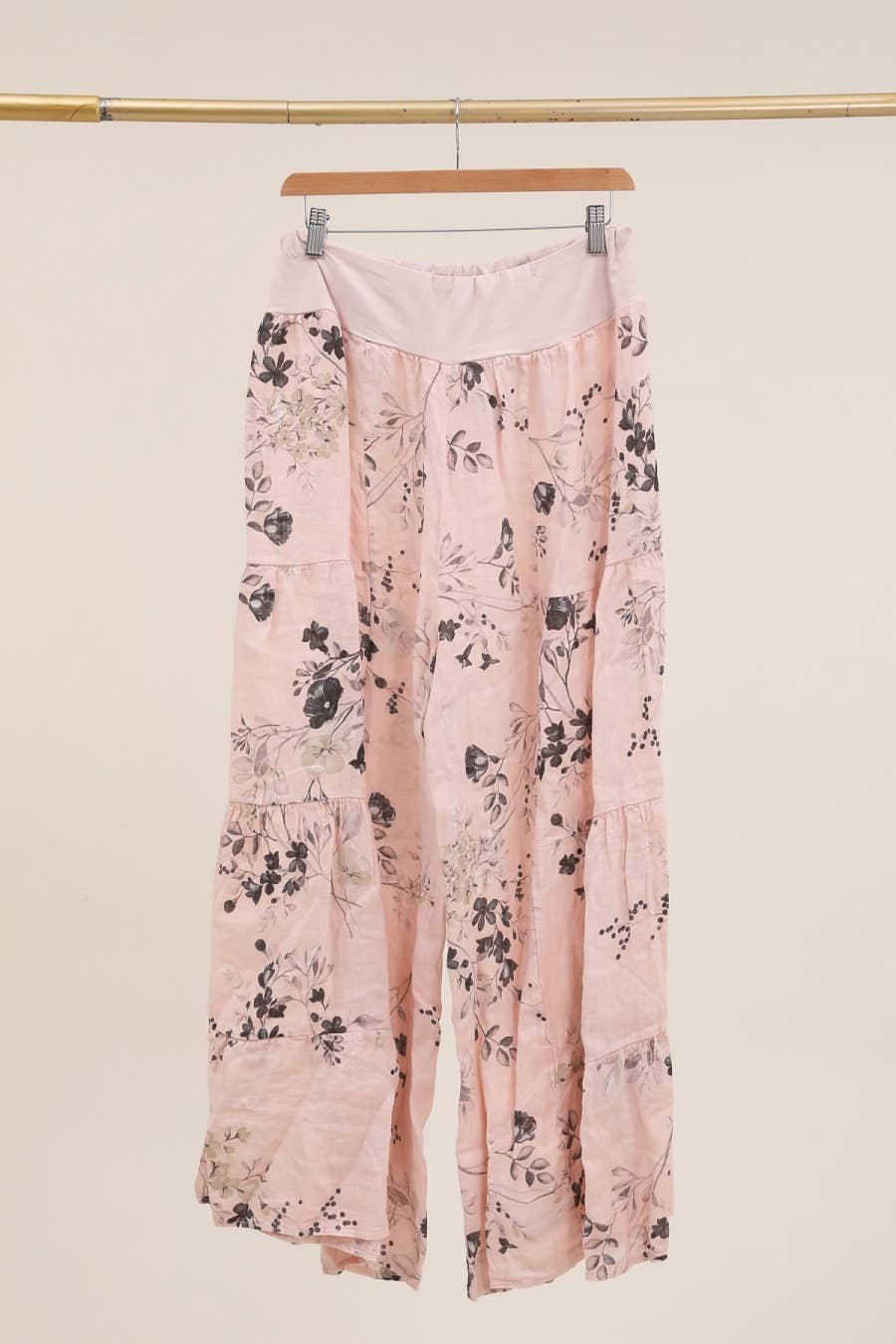 LÉA & LUC - Wholesale Pants - Women's - Floral print trousers in 100% Linen REF. 305264