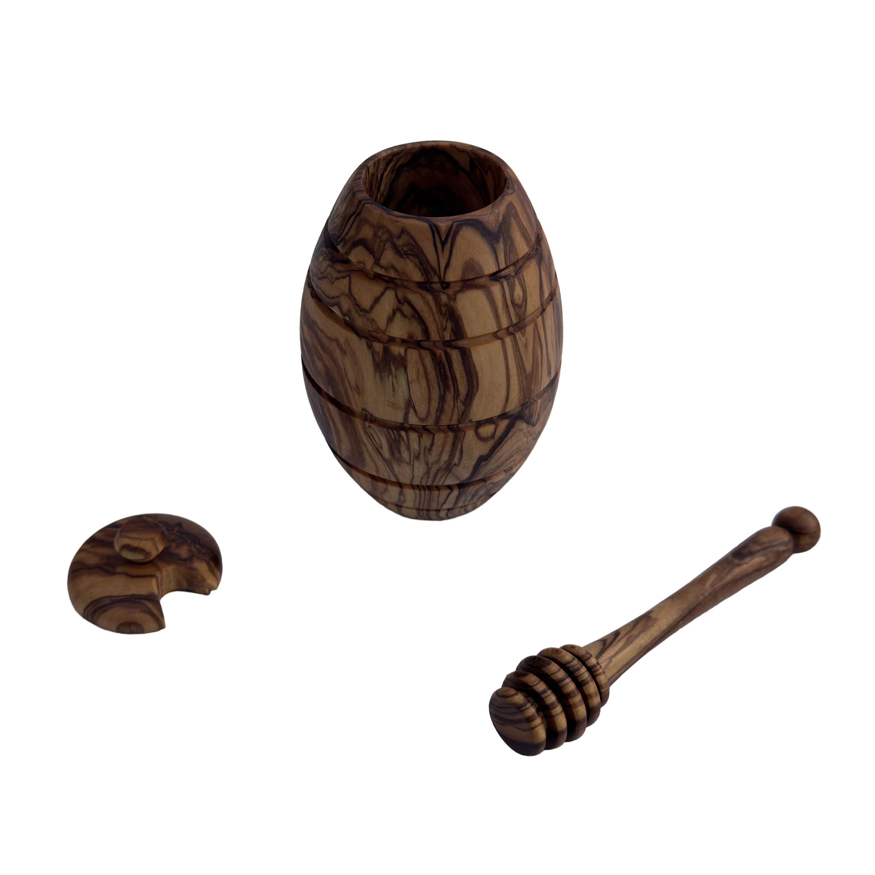 medina mood – wholesale Honungskruka – Mini honungsburk med honungssked i olivträ4