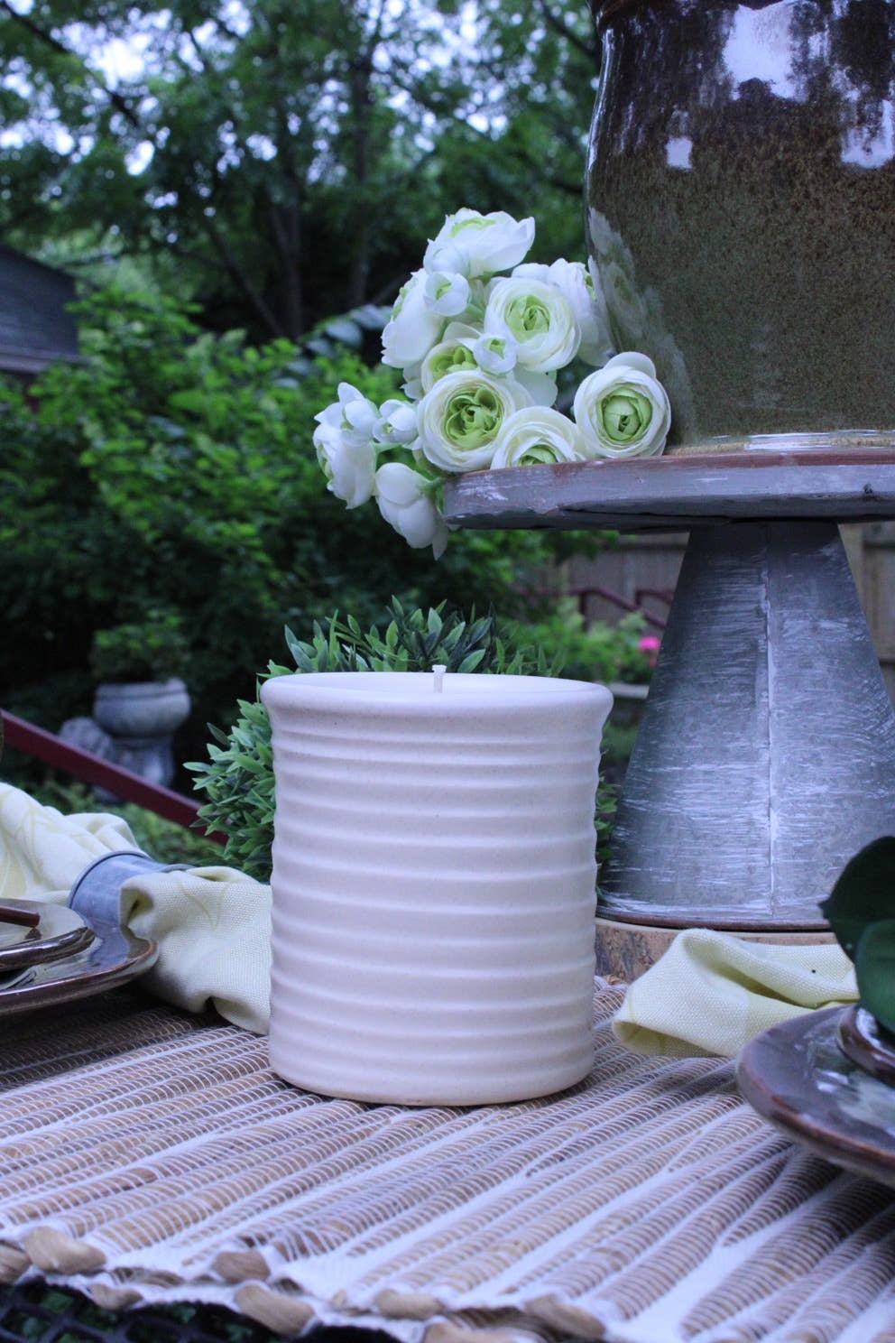 Rowe Pottery - Wholesale Candle Holder - Farmhouse Ridges Candle Crock1