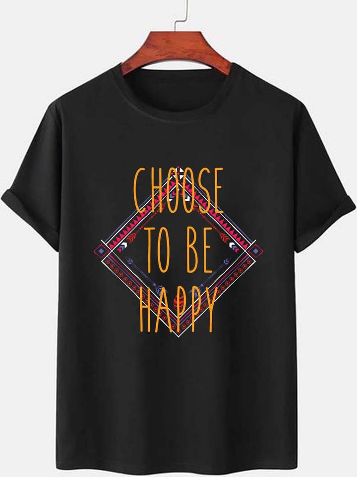M8316 CHOOSE TO BE HAPPY graphic tee for wholesale by HARANG