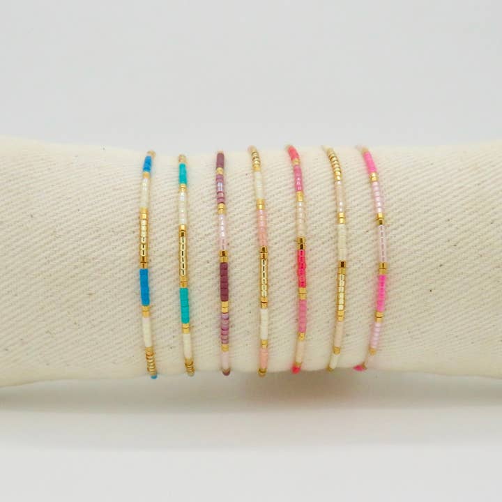 Rosamariposa - Wholesale Beaded Bracelet - Dainty 3 Tone Bracelet - 24k Gold Plated