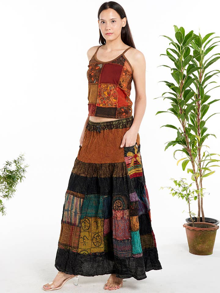 Assorted Color WOMENS CLOTHING-COTTON LONG SKIRT WITH SIDE POCKETS(TH-1824) for wholesale on Faire