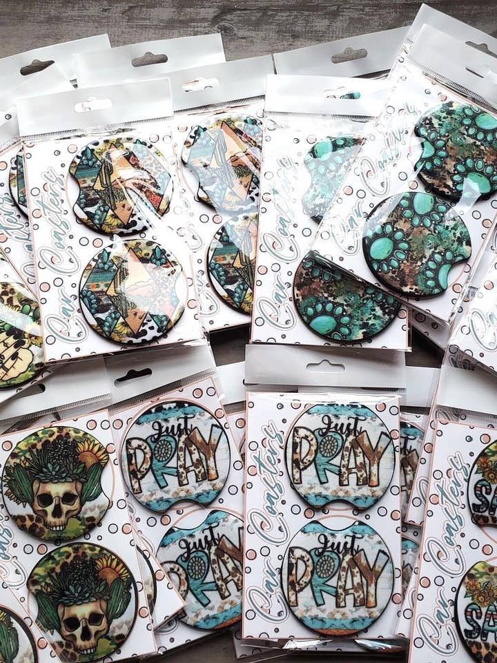 Country Car Coaster Stock Box for wholesale by Trippin Designs