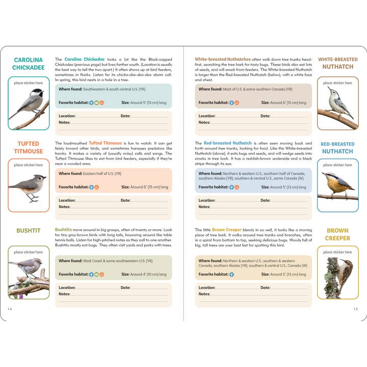Peter Pauper Press - Wholesale Coloring & Activity Book - Kids & Baby - The Birder's Logbook: A Seek-and-Sticker Book for Budding Ornithologists5