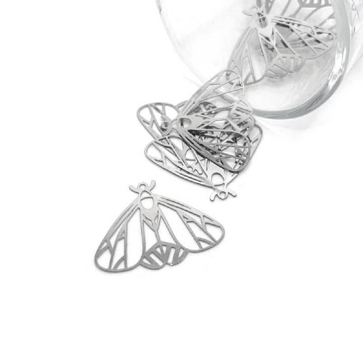 Stainless Steel Moth Charms, 21x27mm for wholesale by Guerrilla Charm
