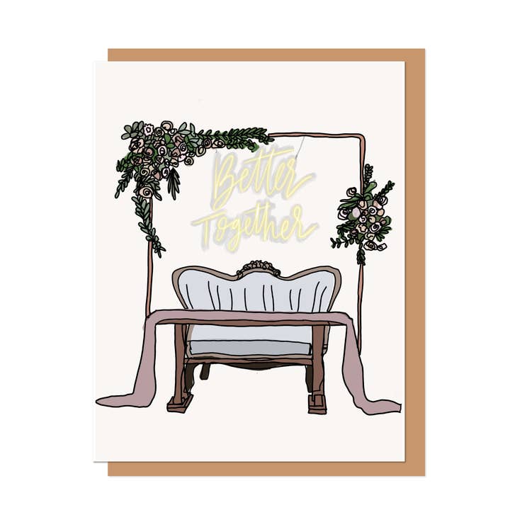 Better Together Neon Sign Greeting Card for wholesale by Alina Walker Design