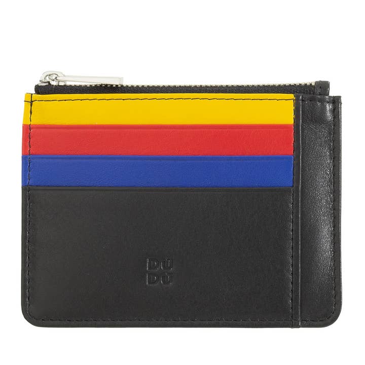 dudu - Wholesale Card Holder - Unisex - Dudu Small Leather Credit Card Holder Zipper Black