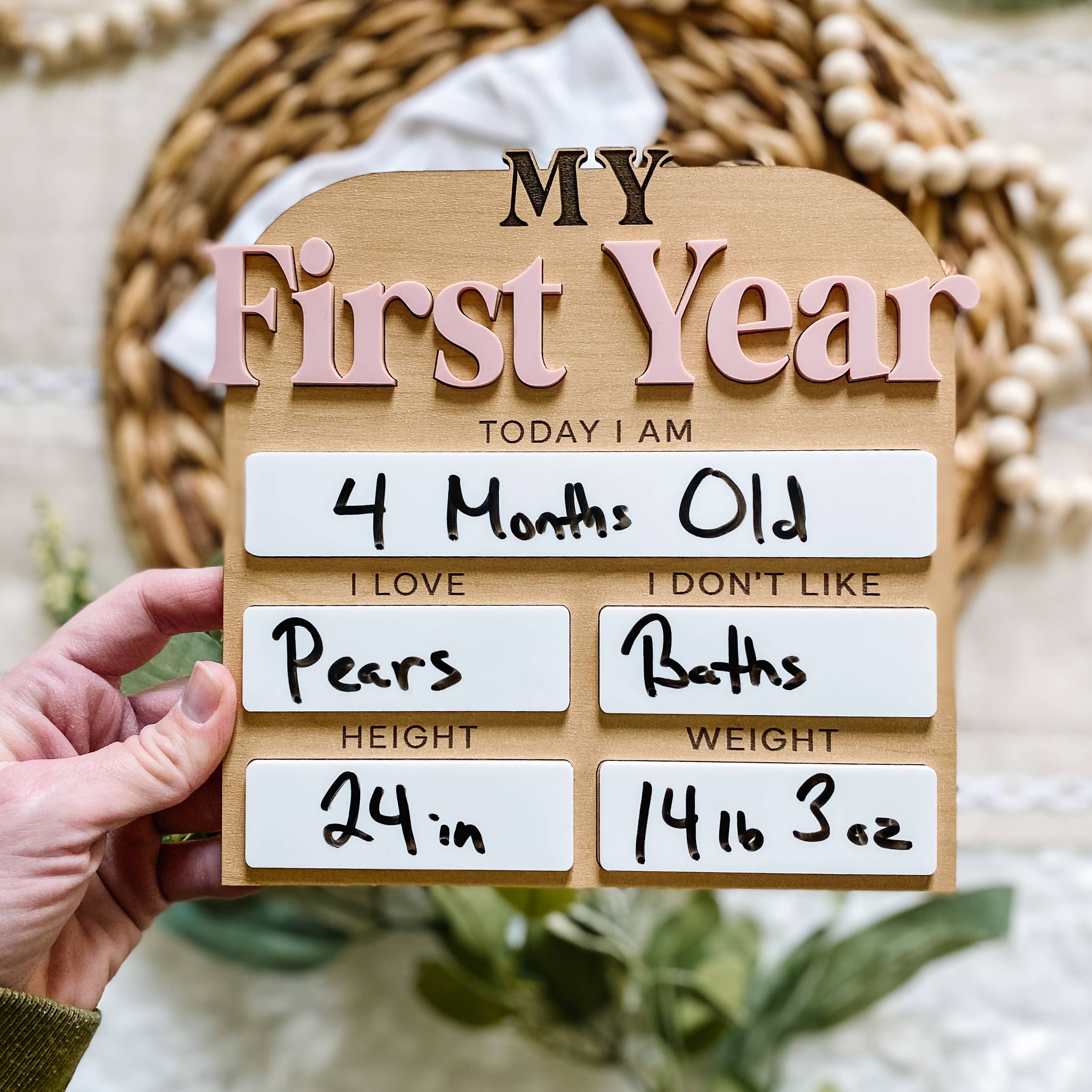 Claire and Bella - Vente Illustration événement/souvenir - Enfant et bébé - Tableau des statistiques mensuelles des jalons de la première année12