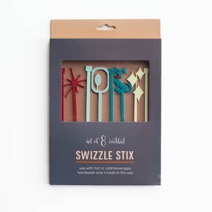 Happy Hour Drink Swizzle Stick Stirrers - Set of 10