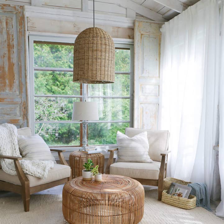 Bacon Basketware - Wholesale Chandelier/Hanging Light - NATURAL RATTAN HANGING LAMP BEEHIVE DESIGN1