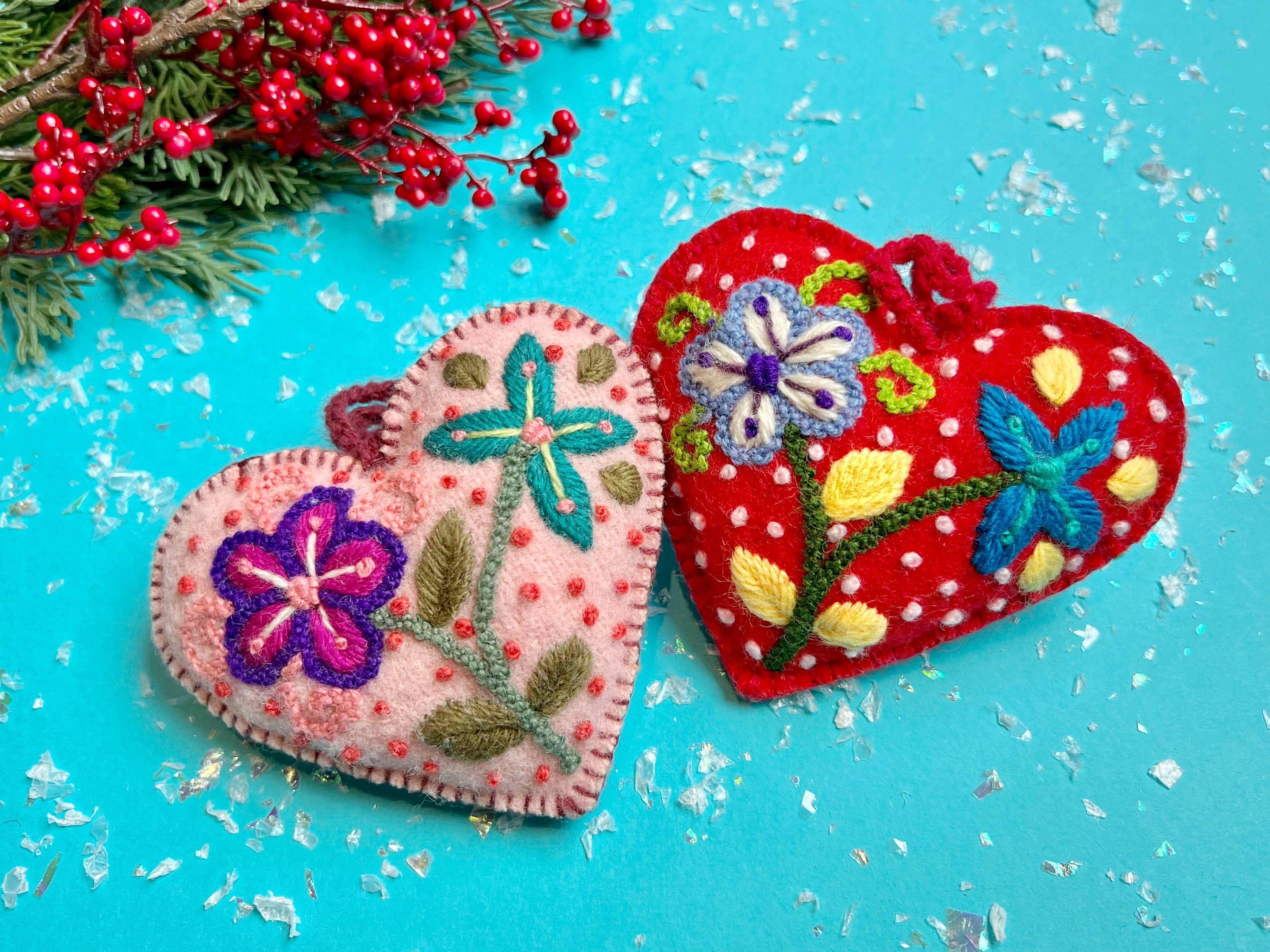 Ornaments 4 Orphans - Wholesale Ornament Set - Colorful Embroidered Heart Christmas Ornament, 12 Pack10