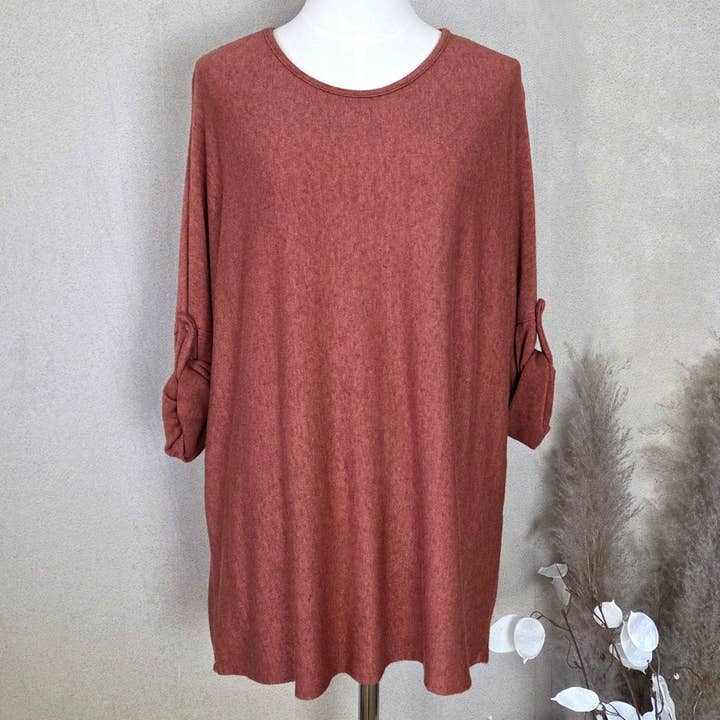 Cosy slight hi-lo marl effect roomy top (M-L) for wholesale by Tempest Designs