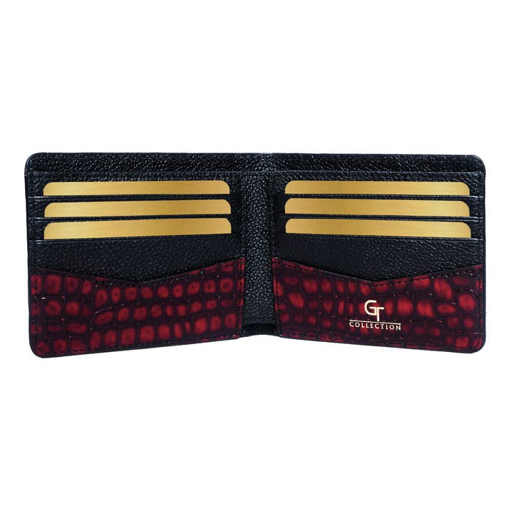 GT collection Jewelry - Wholesale Wallet - Men's - Men's Croc-Print Wallet - Red Genuine Leather
