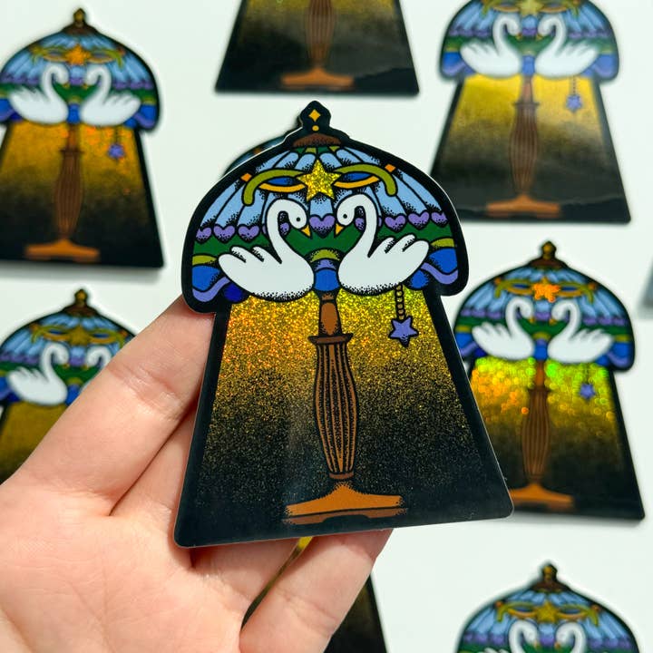 SWAN LAMP STICKER for wholesale by Ren-O-Graphics