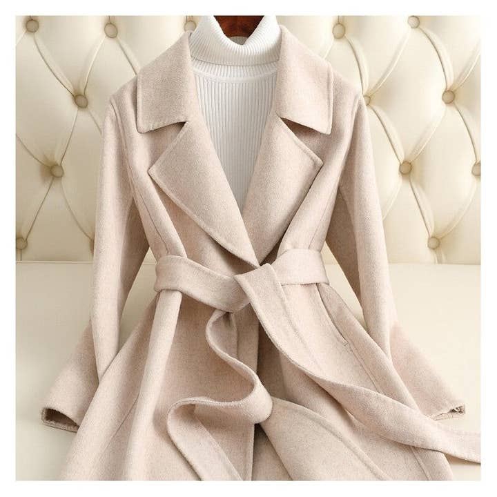 UZ Wholesale Store - Wholesale Coat - Women's - Solid Color Mid-Length Double-Faced Cashmere Coat