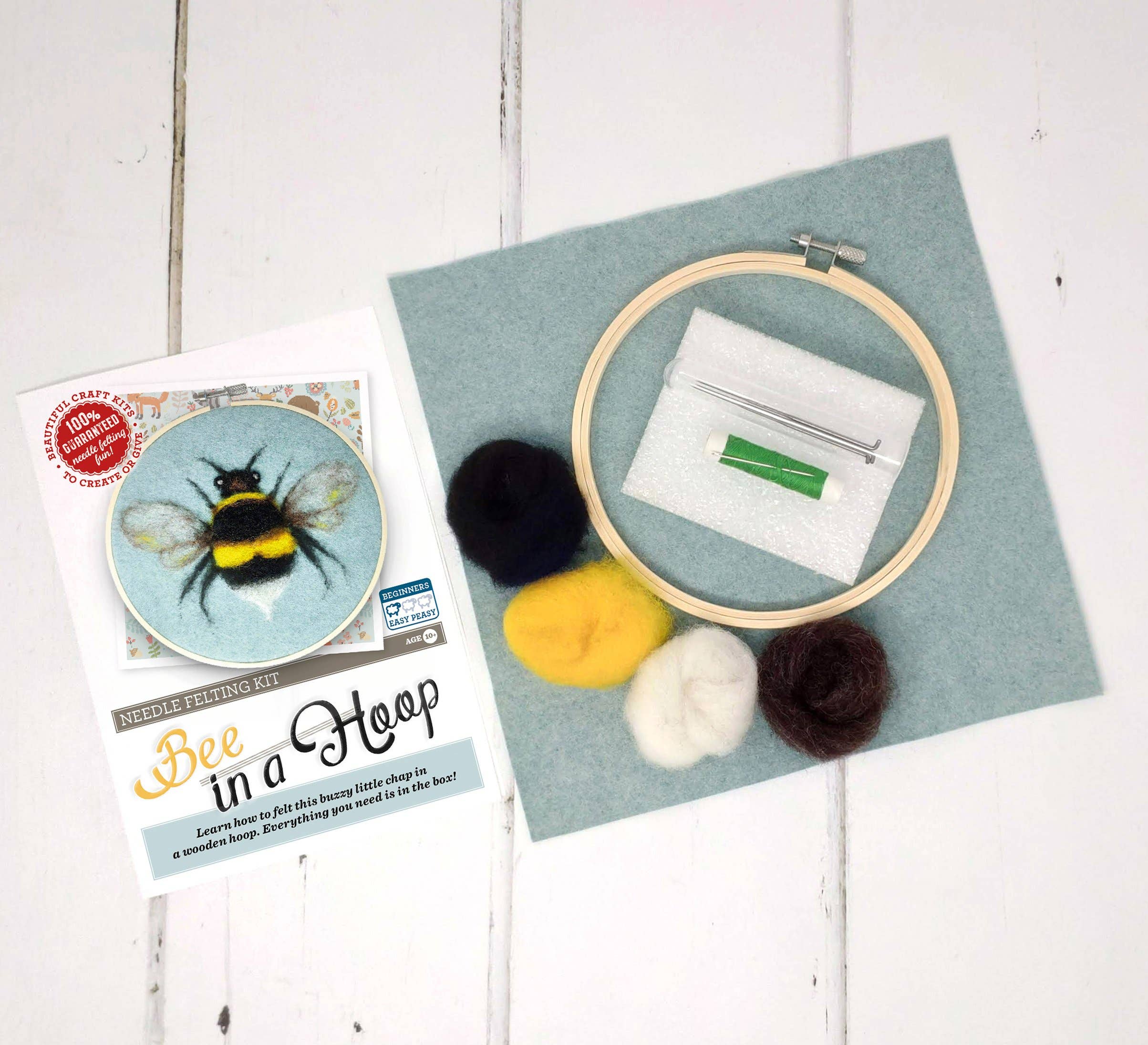 The Crafty Kit Company - Wholesale Craft Sewing Kit - Bee in a Hoop Needle Felting Craft Kit3
