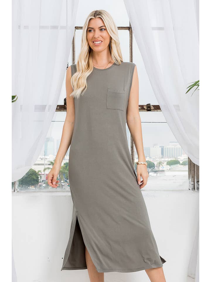 Sweet Lovely by Jen – Vestido - Mulher por atacado – VESTIDO MIDI CASUAL EM MALHA JERSEY COM BOLSO MACIÇO SEM MANGAS26