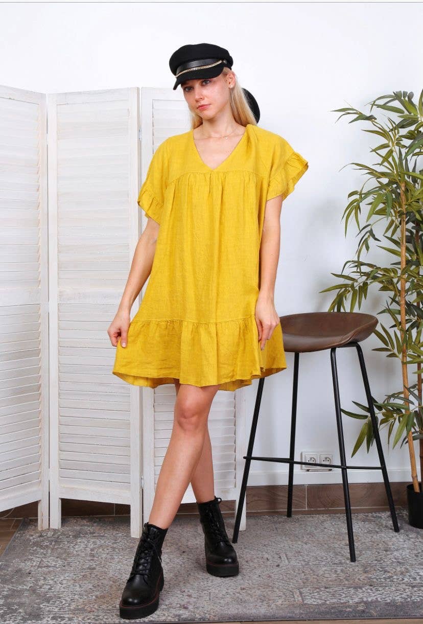 LÉA & LUC - Wholesale Dress - Women's - Short dress in 100% linen REF.1885/144