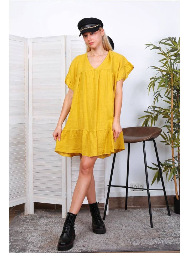 LÉA & LUC - Wholesale Dress - Women's - Short dress in 100% linen REF.1885/144