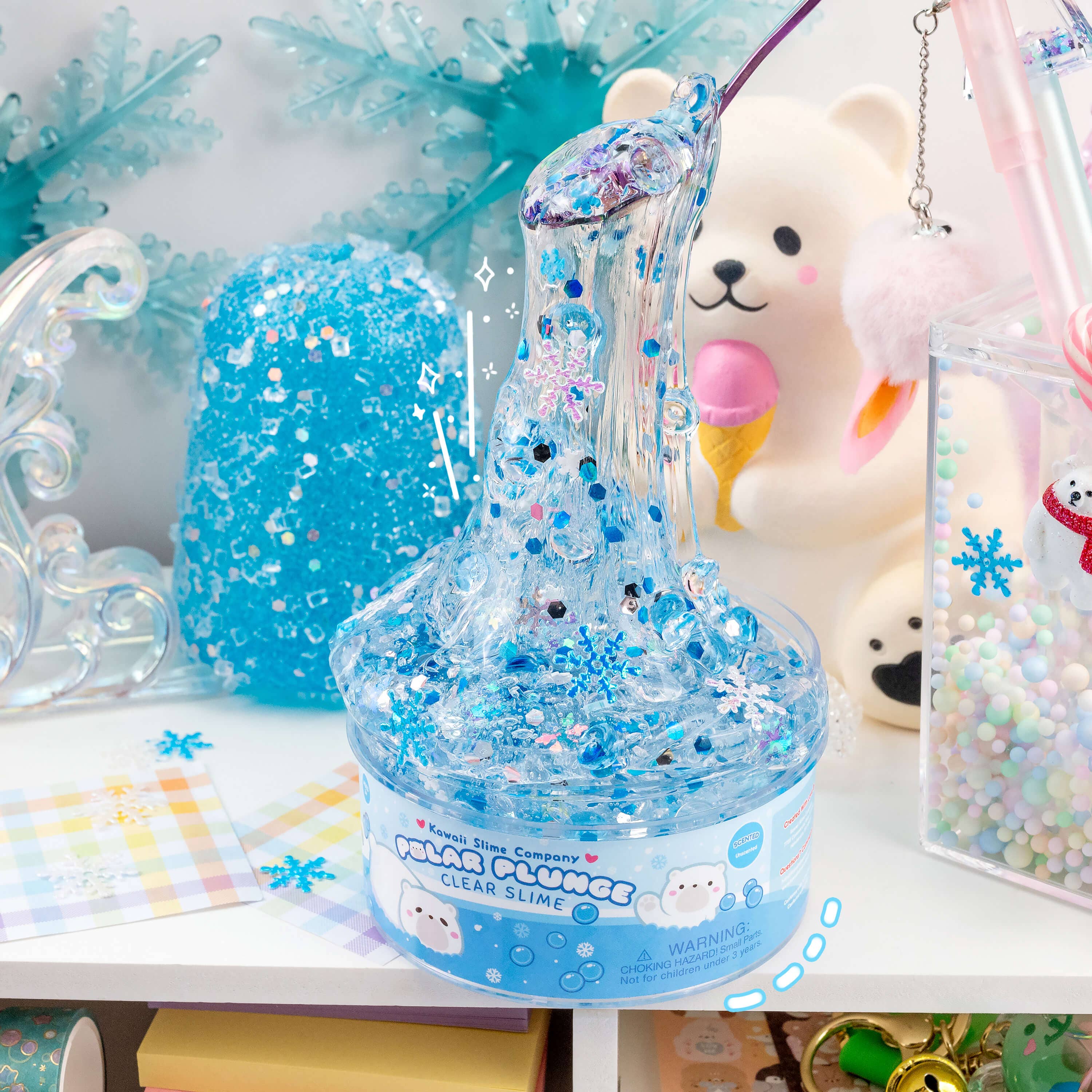 Kawaii Slime Company – wholesale Slajm - Barn – Polar Bear Plunge Clear Signature Dome™ Slime (4 st/förpackning)5