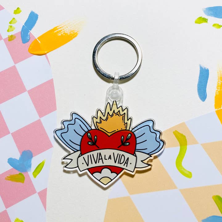 Viva La Vida Sacred Heart Keychain for wholesale by Get Stoked