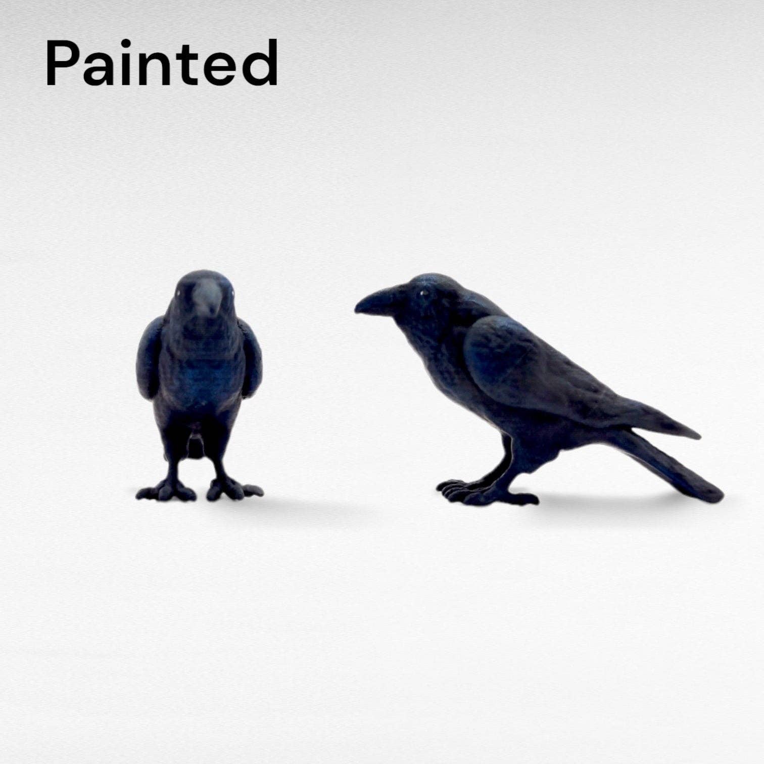 The Scale Grail - Wholesale Decorative Figurine - Miniature Raven - 1:12 scale mini black birds sized for horror diorama, dollhouse, arts and crafts replica animal avian crow (Set of 2)5