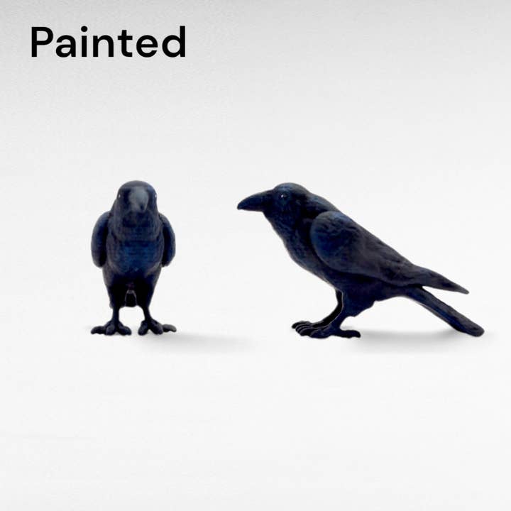 The Scale Grail - Wholesale Decorative figurine - Miniature Raven - 1:12 scale mini black birds sized for horror diorama, dollhouse, arts and crafts replica animal avian crow (Set of 2)5