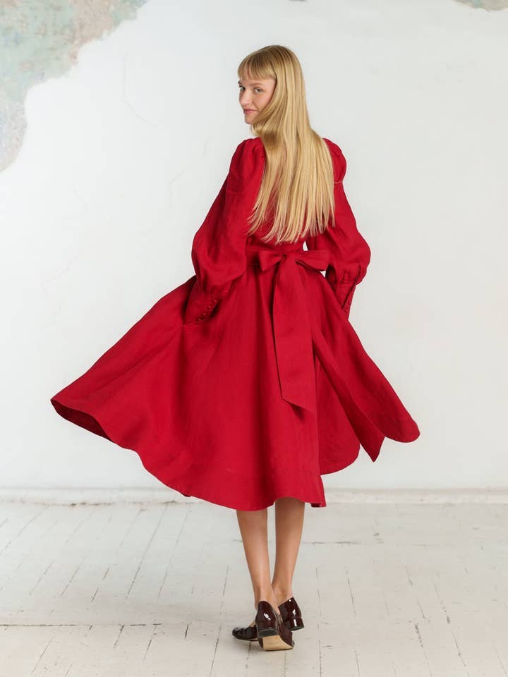 Red Poppy Hawthorn Dress, Long Sleeve for wholesale on Faire11