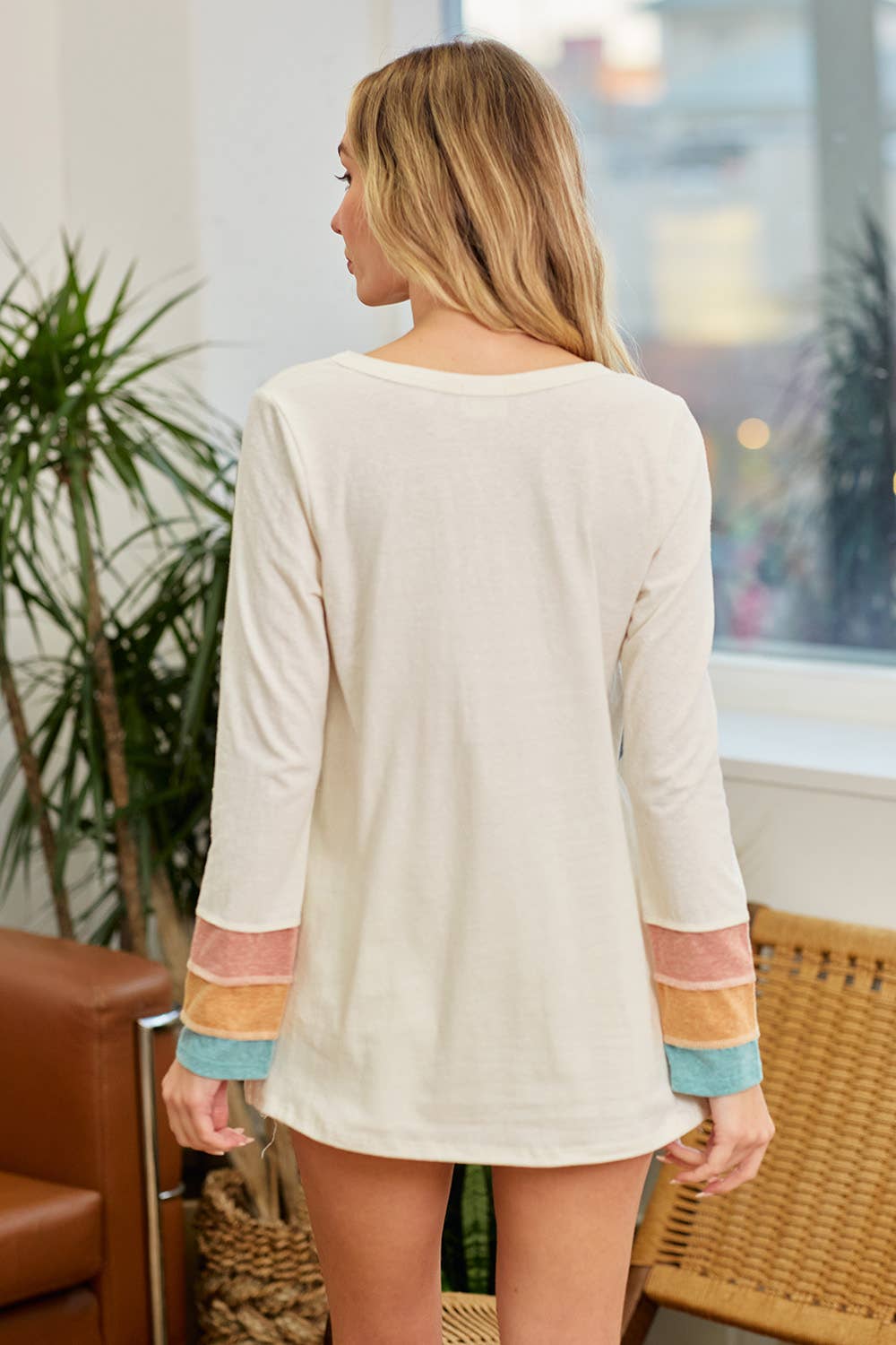 CORAL MUSTARD TEAL MST3038-Over The Rainbow Top for wholesale on Faire5