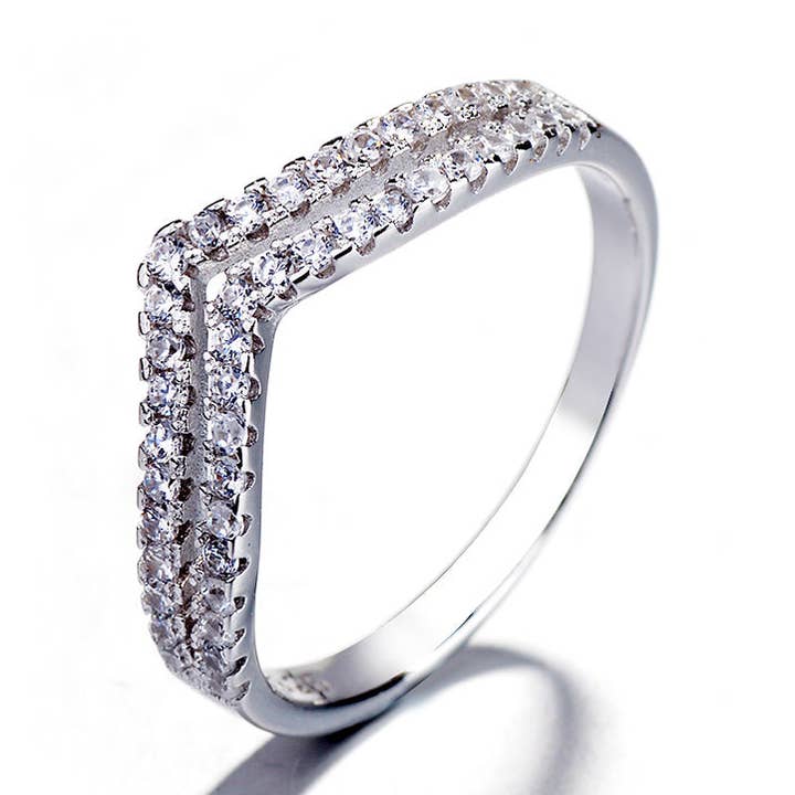 Sterling Silver Minimalist Ring with Genuine Crystals for wholesale by Amy and Annette