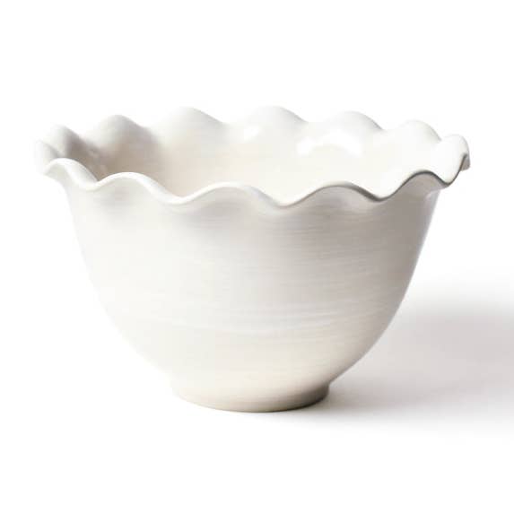Signature White 9in Ruffle Bowl for wholesale by Coton Colors