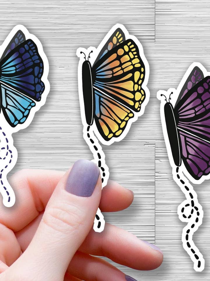 Butterfly Stickers for Waterbottle, Mini Sticker Set of 3 for wholesale by Beth Ann Erickson Designs