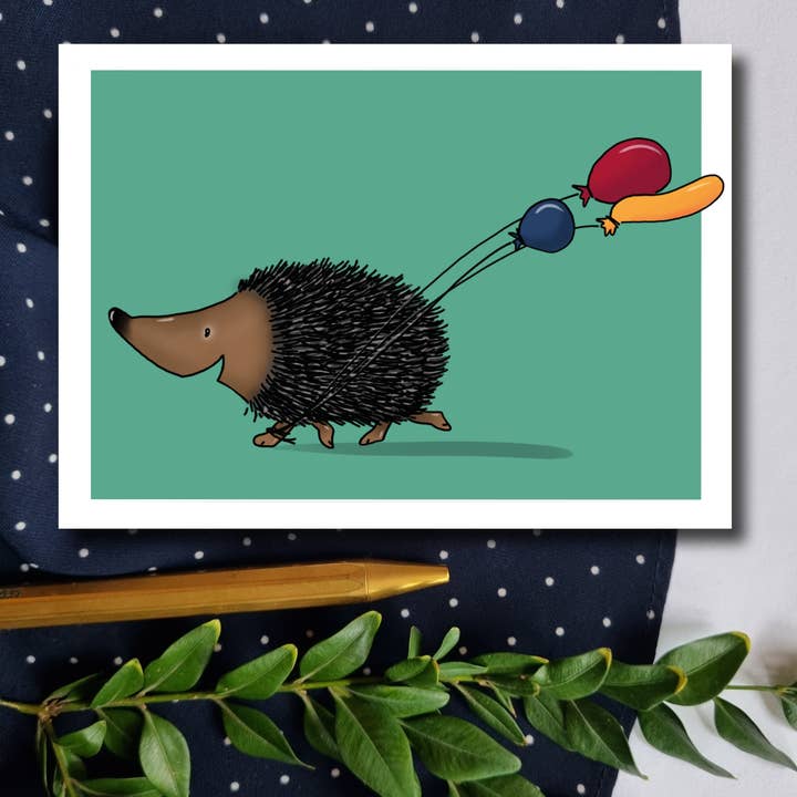 Atelier zum fliegenden Stachelschwein - Wholesale Birthday Card - Hedgehog Toni birthday card postcard