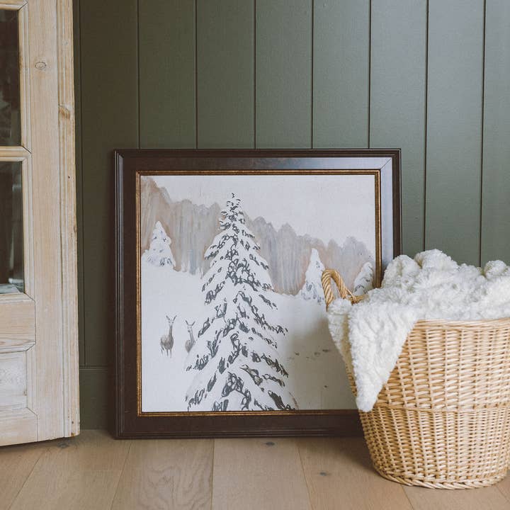 Petal Lane Home - Wholesale Art Print - Snowy Pine Tree Framed Antique Art