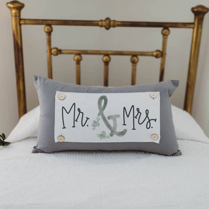 Mr and Mrs Pillow Swap for wholesale by LuckyBird Apparel and Home