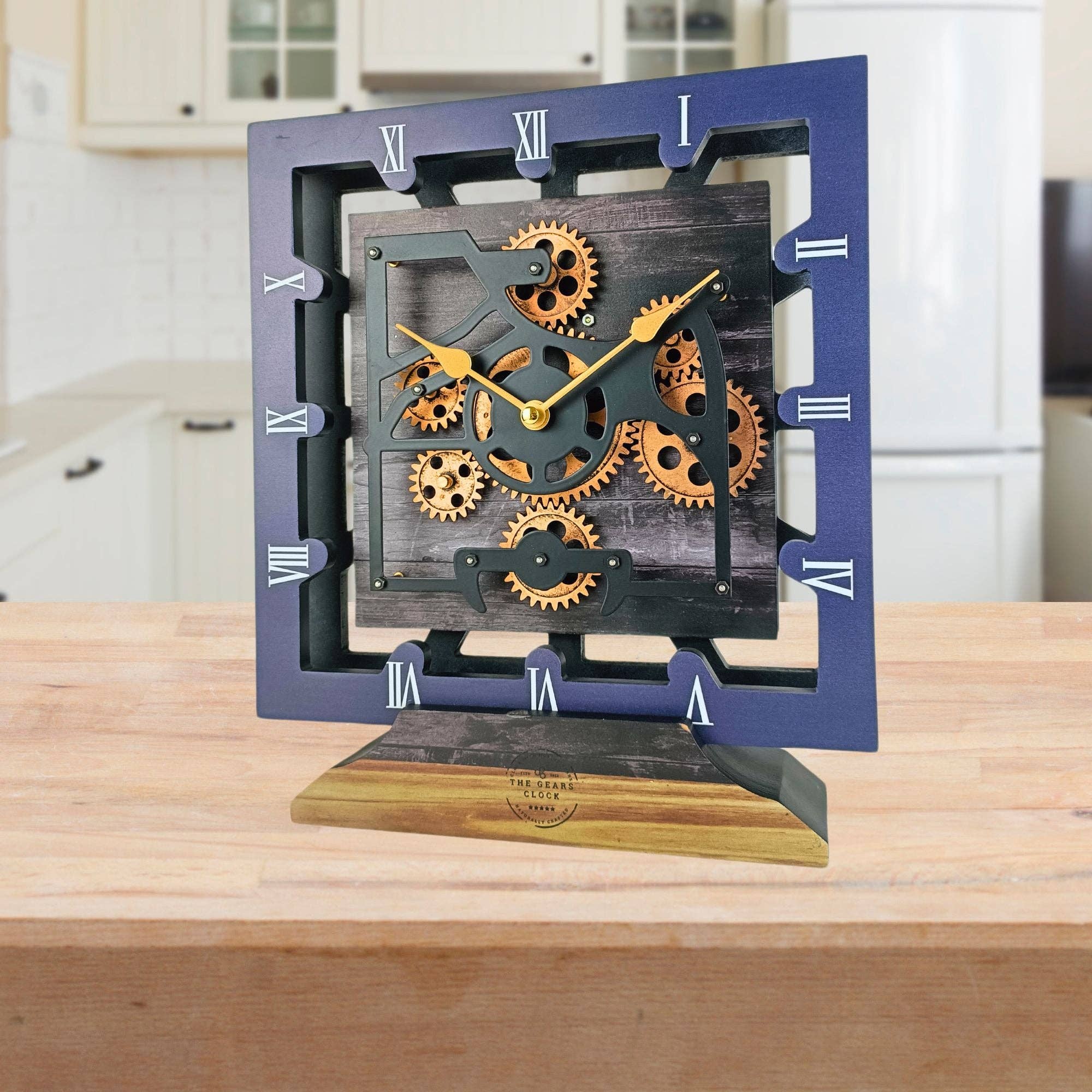The Gears Clock - Wholesale Desk Clock - CANADA LINE DESK CLOCK SQUARE (HYBRID WALL) 10 INCH VINTAGE BLACK12