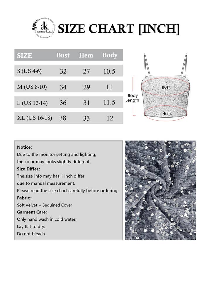 Anna Kaci Wholesale - Wholesale Camisole - Women's - Sparkly Sequin Cami Tops Crop Club Party Glitter Spaghetti35